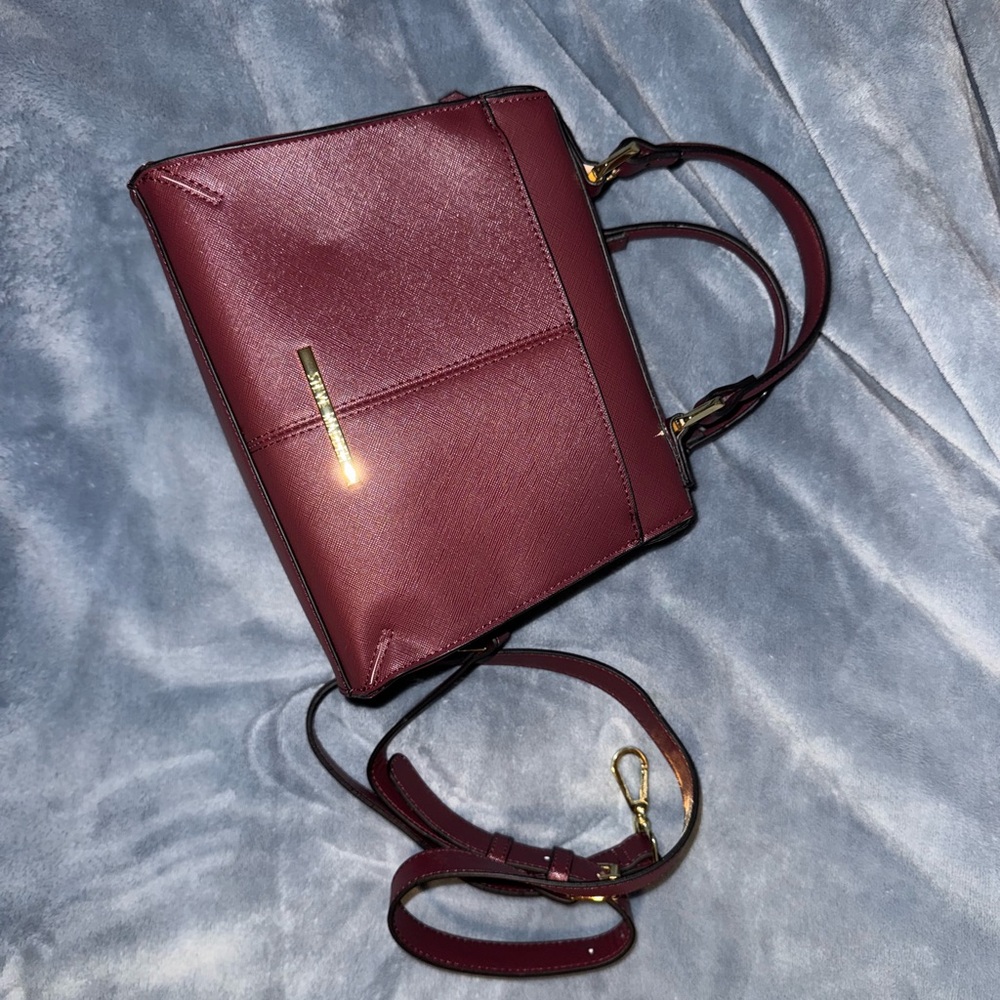 Steve Madden Maroon Crossbody with Gold Details